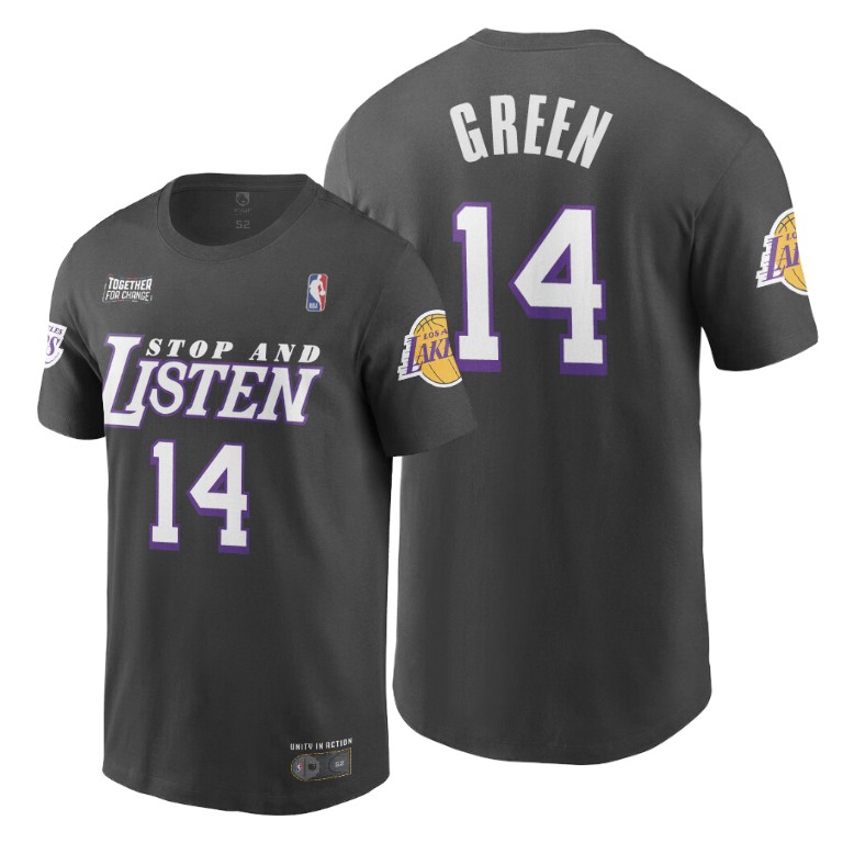 Men's Los Angeles Lakers Danny Green #14 NBA Civil Justice Together For Change Black Basketball T-Shirt YQV8283UE